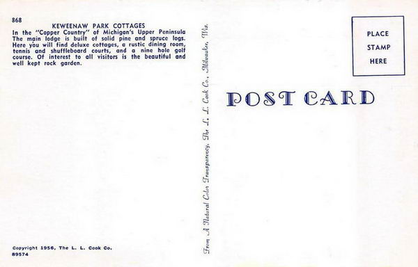 Keweenaw Park Cottages - Old Postcard Photo (newer photo)